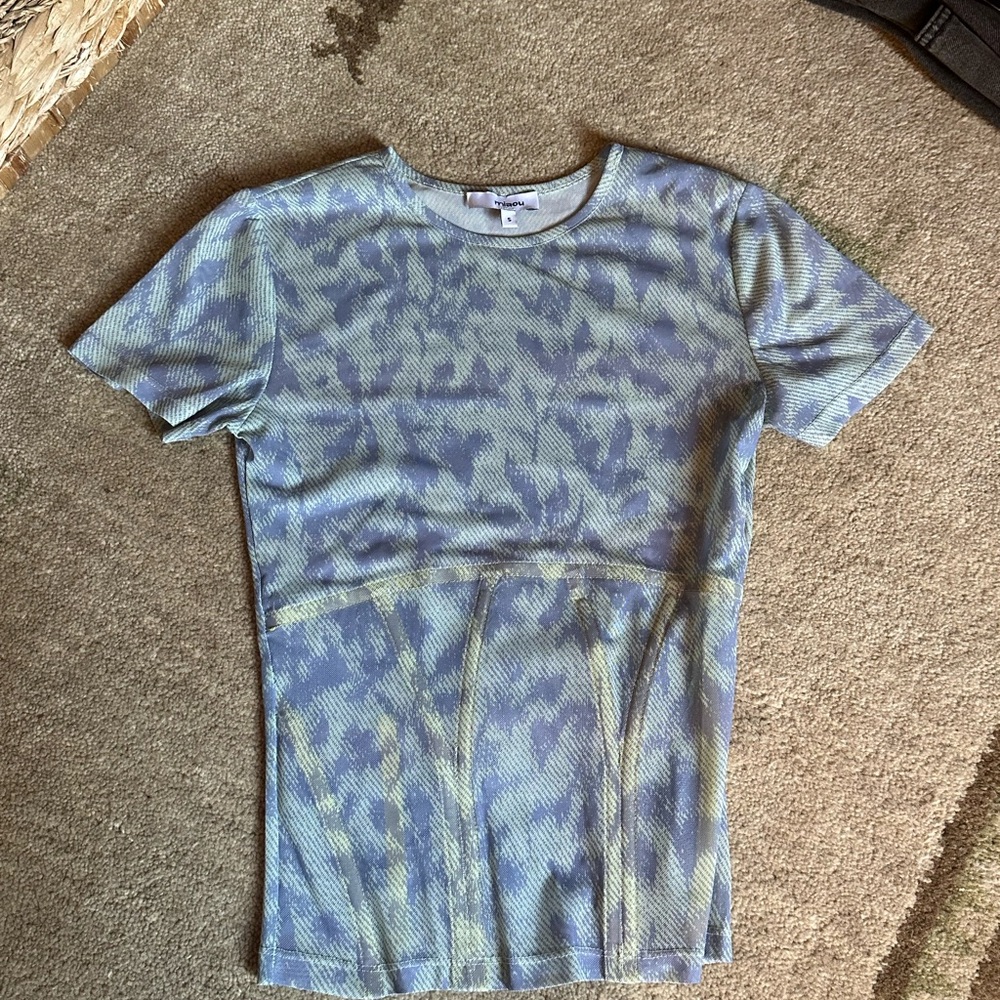 Miaou Mesh Short Sleeve Corset Top